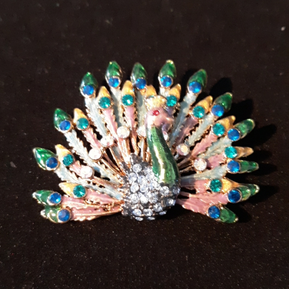 Peacock pin.